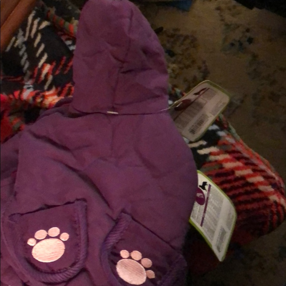 Dog 🐩 Coat purple 🐾 Pink Paw Prints!reverseable